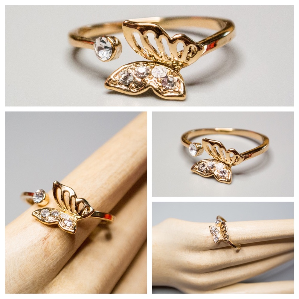 🔸NWT Butterfly Rhinestone Adjustable Ring - Picture 10 of 10